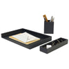 Gemline Easton Black 3 Piece Desktop Organizer