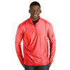 Antigua Men's Bright Red Heather Tempo Fine Stripe Quarter Zip