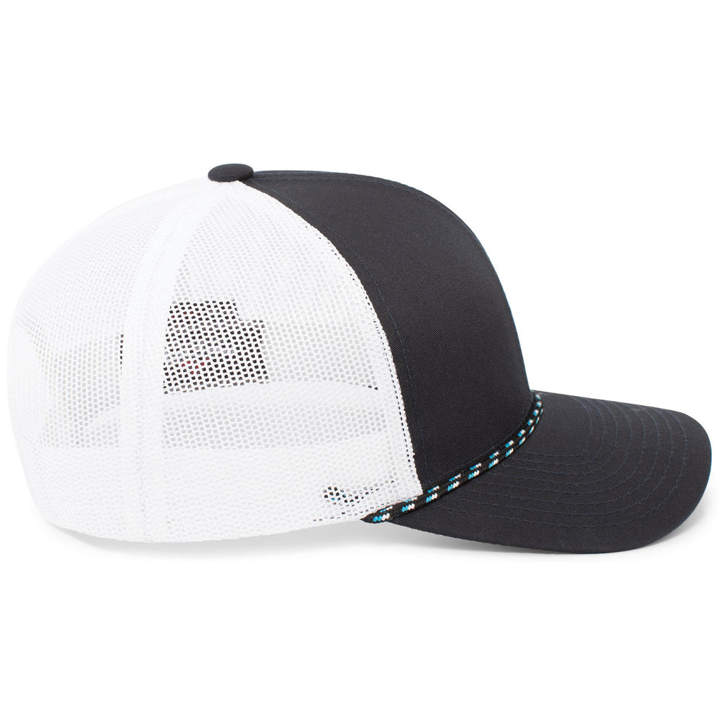 Pacific Headwear Navy/White/Navy Trucker Snapback Braid Cap