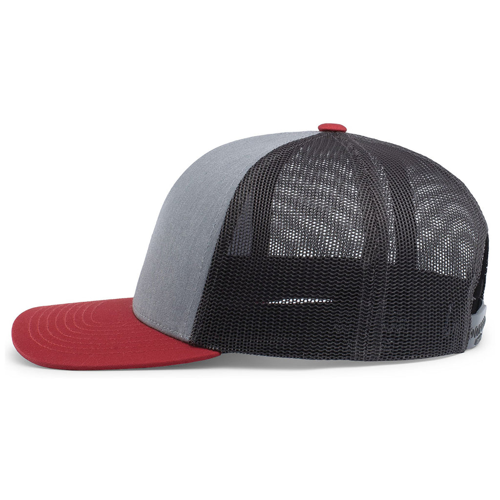 Pacific Headwear Heather Grey/Lt Charcoal/Varsity Snapback Trucker Mesh Cap