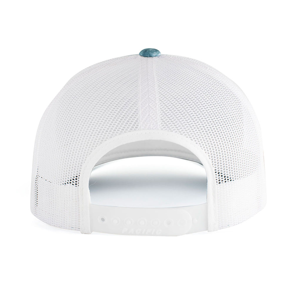 Pacific Headwear Elements Spindrift/White Elements Aqua Camp Trucker Snapback Cap