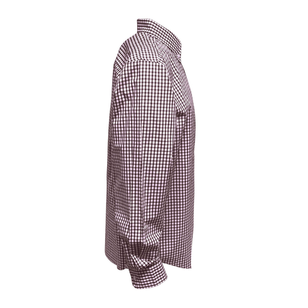 Vantage Men's Deep Maroon/White Easy-Care Gingham Check Shirt