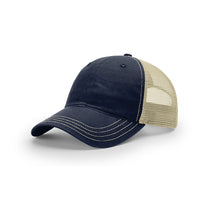 Richardson Navy/Khaki Mesh Back Split Garment Washed Trucker Hat