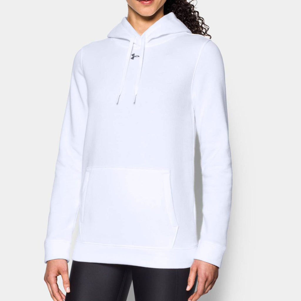 Under Armour Women's White Hustle Fleece Hoody