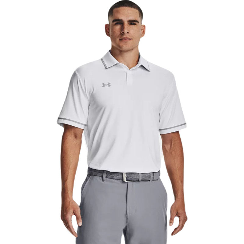 Under Armour Men's White/Mod Grey Team Tipped Polo