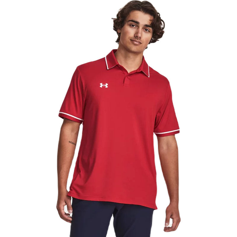 Under Armour Men's Red/White Team Tipped Polo