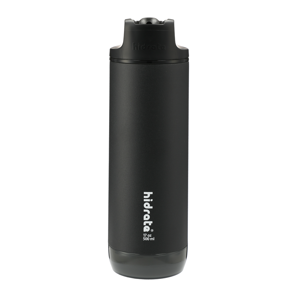 HidrateSpark Black Steel 17oz Straw Lid Bottle