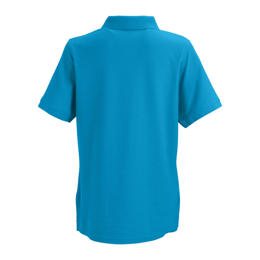 Vantage Women's Island Blue Soft-Blend Double-Tuck Pique Polo