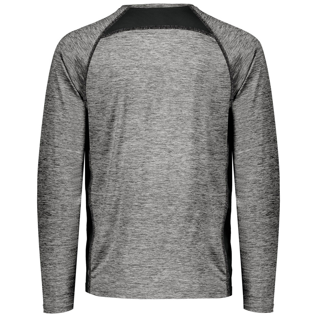 Holloway Men's Black Heather Electrify Coolcore Long Sleeve Tee