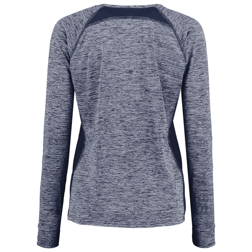 Holloway Women's Navy Heather Electrify Coolcore Long Sleeve Tee