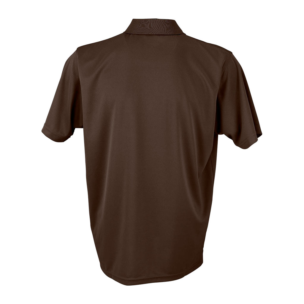 Vansport Men's Brown Omega Solid Mesh Tech Polo