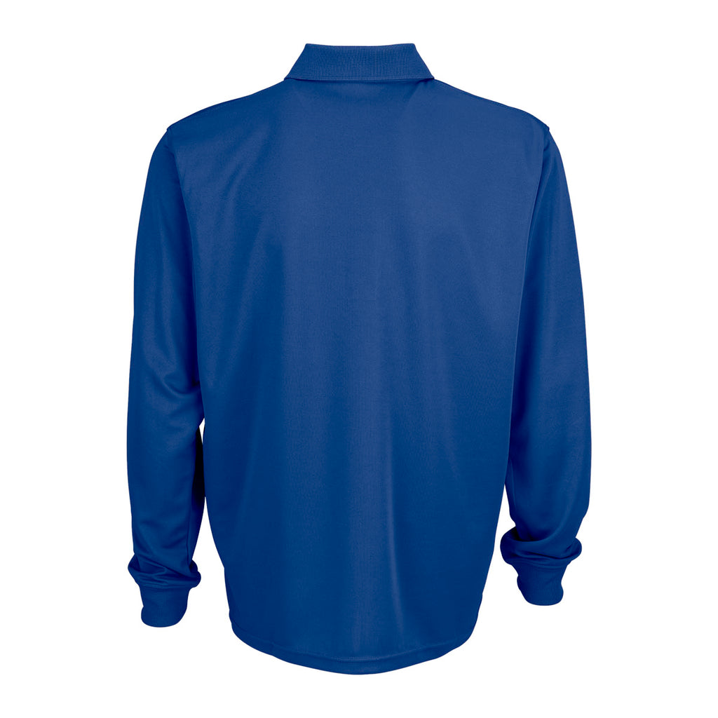 Vantage Men's Royal Omega Long Sleeve Solid Mesh Tech Polo