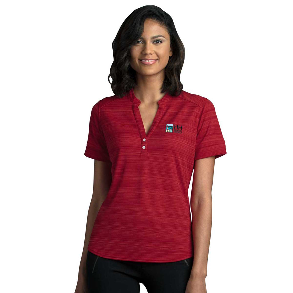 Vantage Women's Sport Red Strata Textured Henley