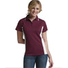 Charles River Women's Maroon/White Color Blocked Wicking Polo