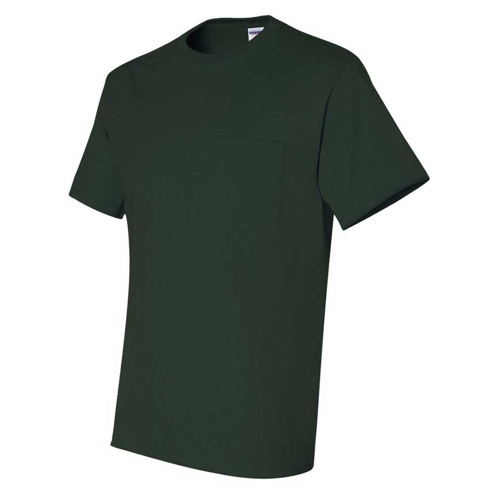 Jerzees Men's Forest Green Dri-Power 50/50 T-Shirt with a Pocket