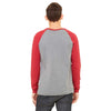 Bella + Canvas Men's Deep Heather/Cardinal Jersey Long-Sleeve Baseball T-Shirt