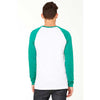 Bella + Canvas Men's White/Kelly Jersey Long-Sleeve Baseball T-Shirt