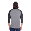 Threadfast Apparel Unisex Grey/Black Triblend 3/4-Sleeve Raglan