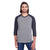 Threadfast Unisex Grey/Black Triblend 3/4-Sleeve Raglan