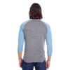 Threadfast Apparel Unisex Grey/Royal Triblend 3/4-Sleeve Raglan