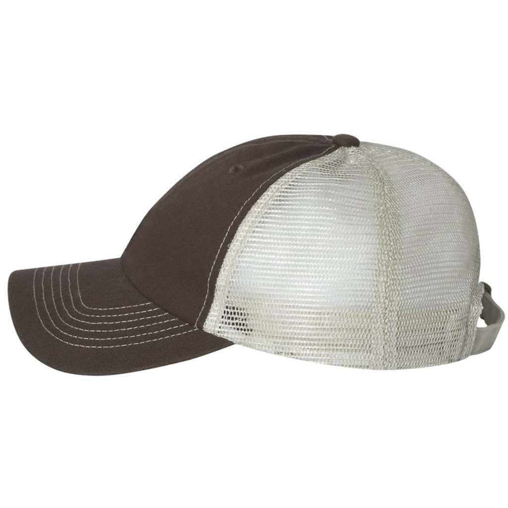 Sportsman Brown/Stone Contrast Stitch Mesh Cap