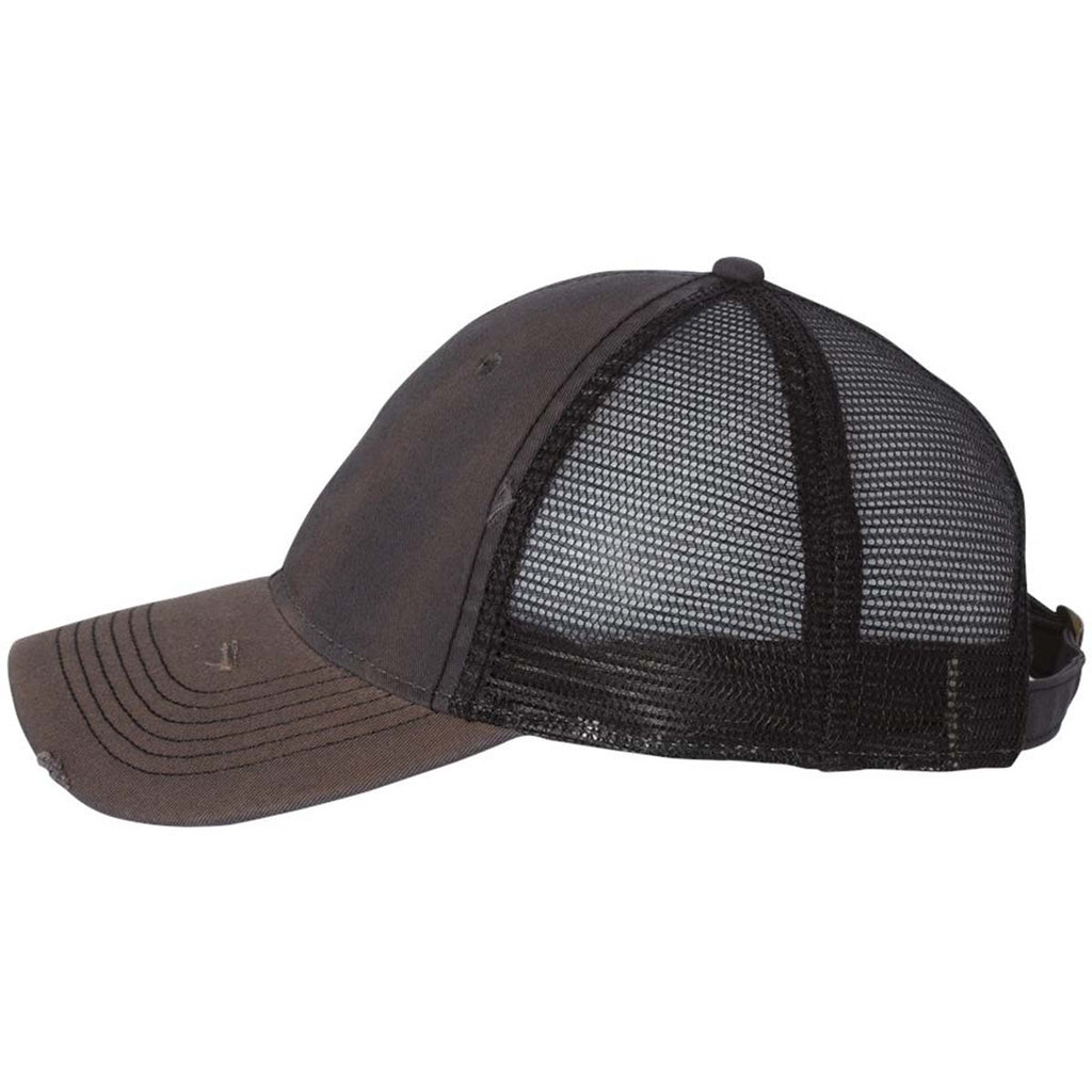 Sportsman Charcoal/Black Dirty-Washed Mesh Cap