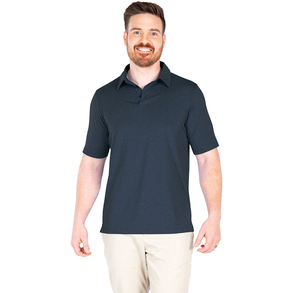 Charles River Men's Heather Navy Heathered Eco-Logic Stretch Polo