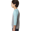 Next Level Youth Ice Blue/Dark Heather Grey CVC 3/4-Sleeve Raglan Tee