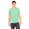 Bella + Canvas Unisex Green Triblend Short-Sleeve V-Neck T-Shirt