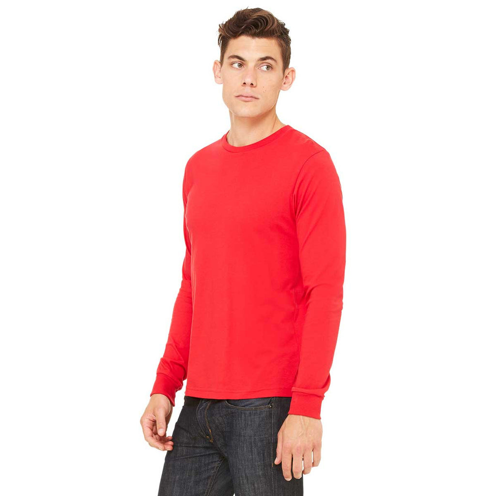 Bella + Canvas Men's Red Jersey Long-Sleeve T-Shirt