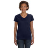 LAT Women's Navy V-Neck Fine Jersey T-Shirt