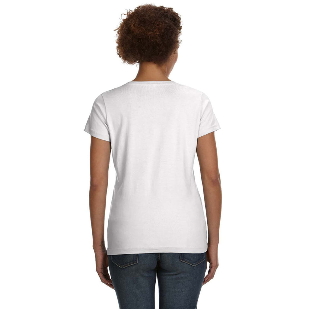 LAT Women's White V-Neck Fine Jersey T-Shirt