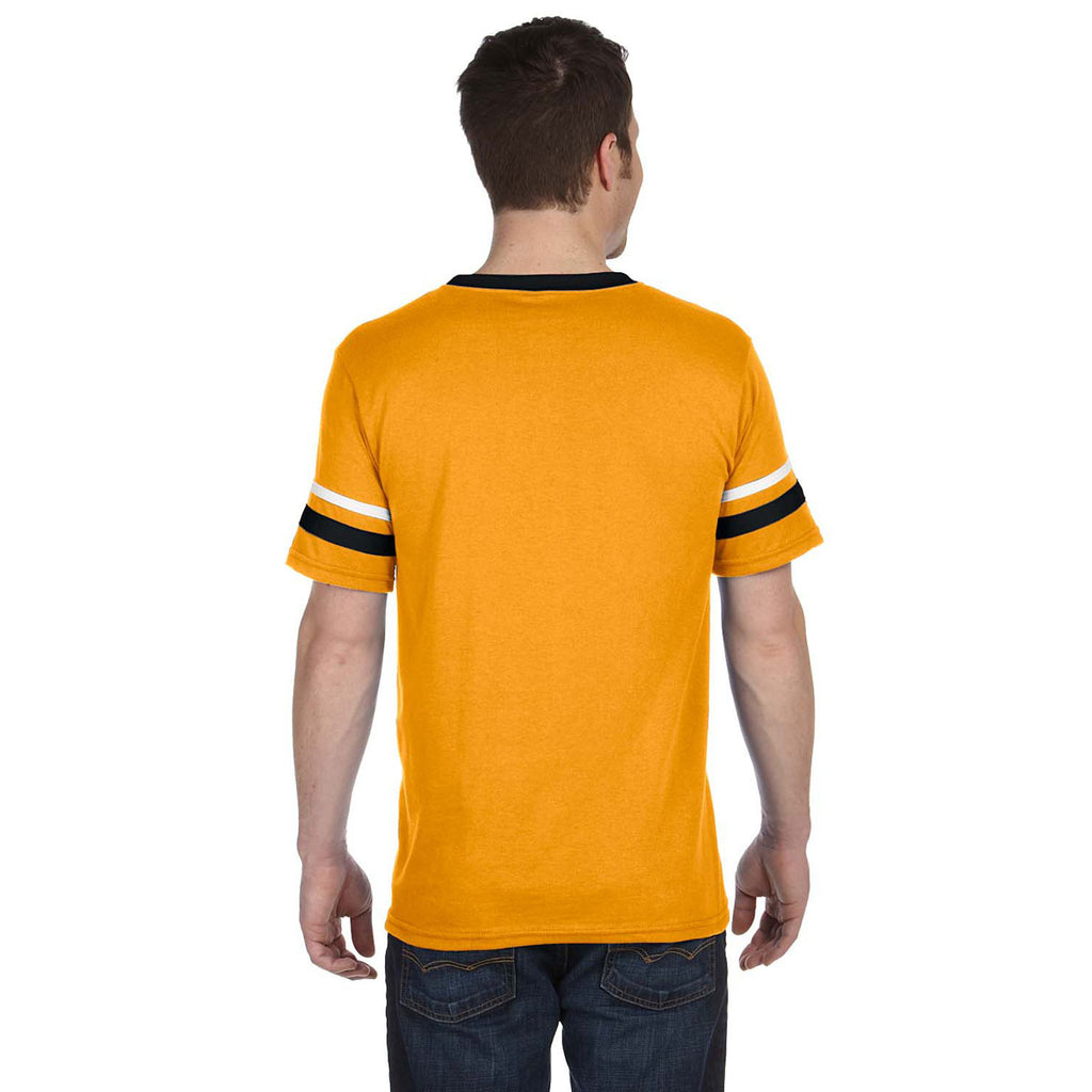 Augusta Sportswear Men's Gold/Black/White Sleeve Stripe Jersey