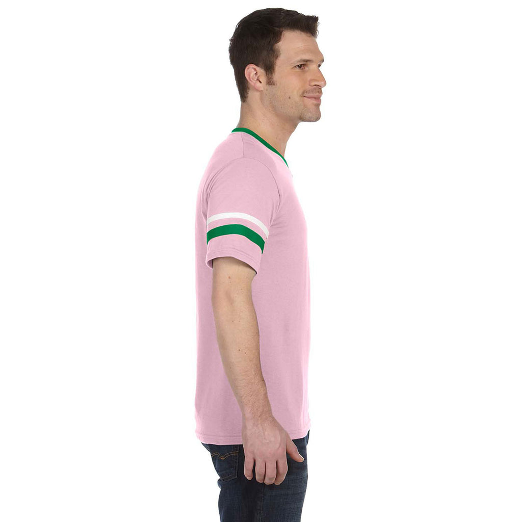 Augusta Sportswear Men's Light Pink/Kelly/White Sleeve Stripe Jersey