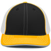 Pacific Headwear Black/White/Gold Universal Fitted Trucker Mesh Cap