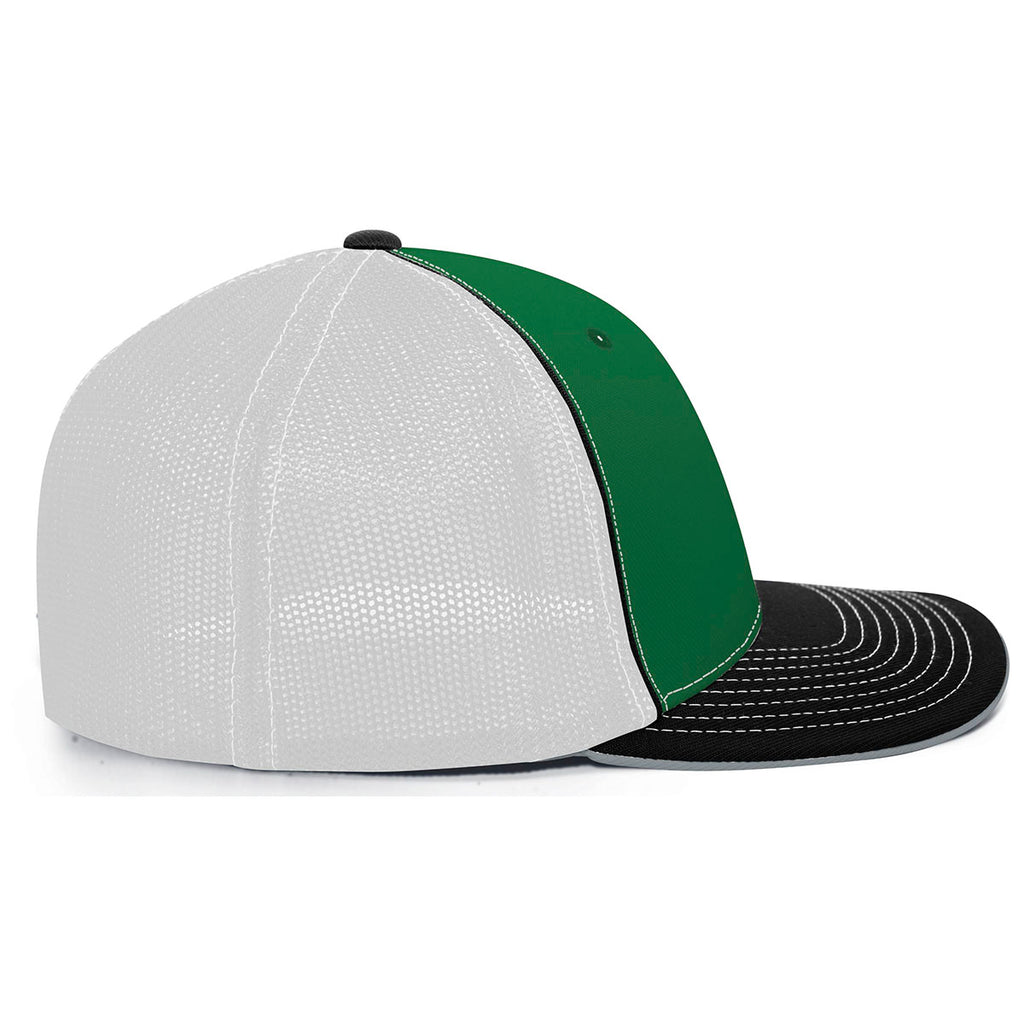 Pacific Headwear Kelly/White/Black Universal Fitted Trucker Mesh Cap