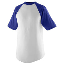 Augusta Sportswear Men's White/Purple Short-Sleeve Baseball Jersey
