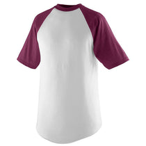 Augusta Sportswear Men's White/Maroon Short-Sleeve Baseball Jersey