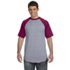 Augusta Sportswear Men's Athletic Heather/Maroon Short-Sleeve Baseball Jersey