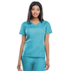 Cherokee Women's Turquoise Workwear Originals Mock Wrap Tunic