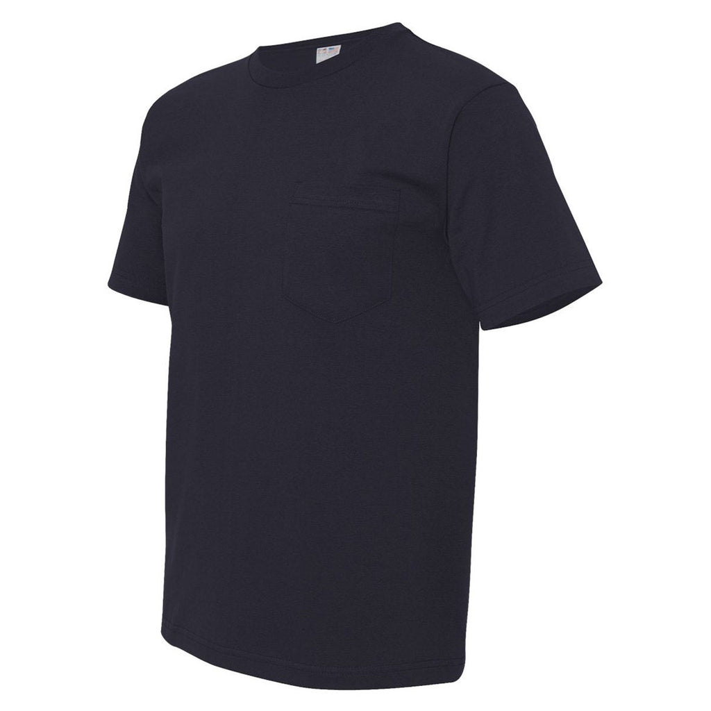 Bayside Men's Navy USA-Made Short Sleeve T-Shirt with Pocket