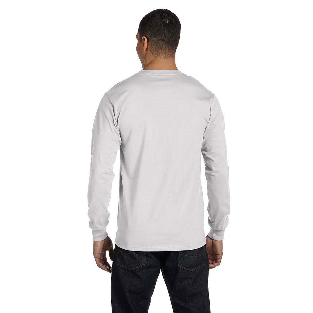 Hanes Men's Ash 6.1 oz Long-Sleeve Beefy-T