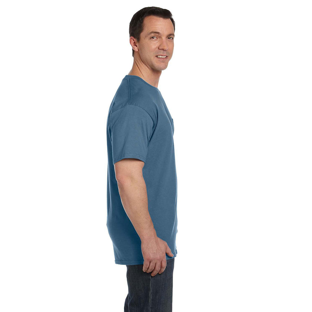 Hanes Men's Denim Blue 6.1 oz. Beefy-T with Pocket