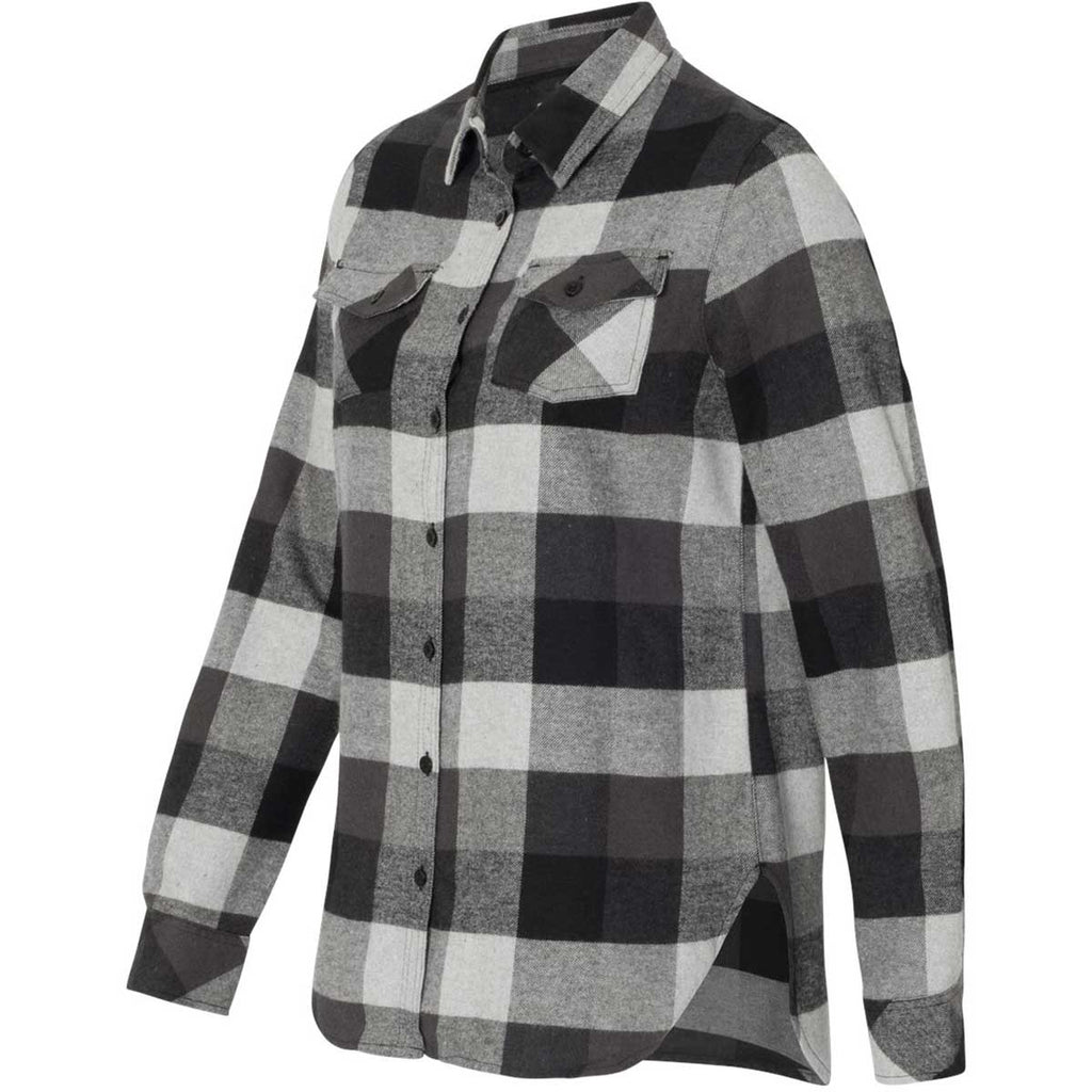 Burnside Women's Black/Grey Yarn-Dyed Long Sleeve Flannel Shirt