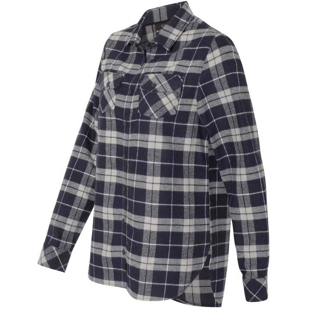 Burnside Women's Navy/Grey Yarn-Dyed Long Sleeve Flannel Shirt