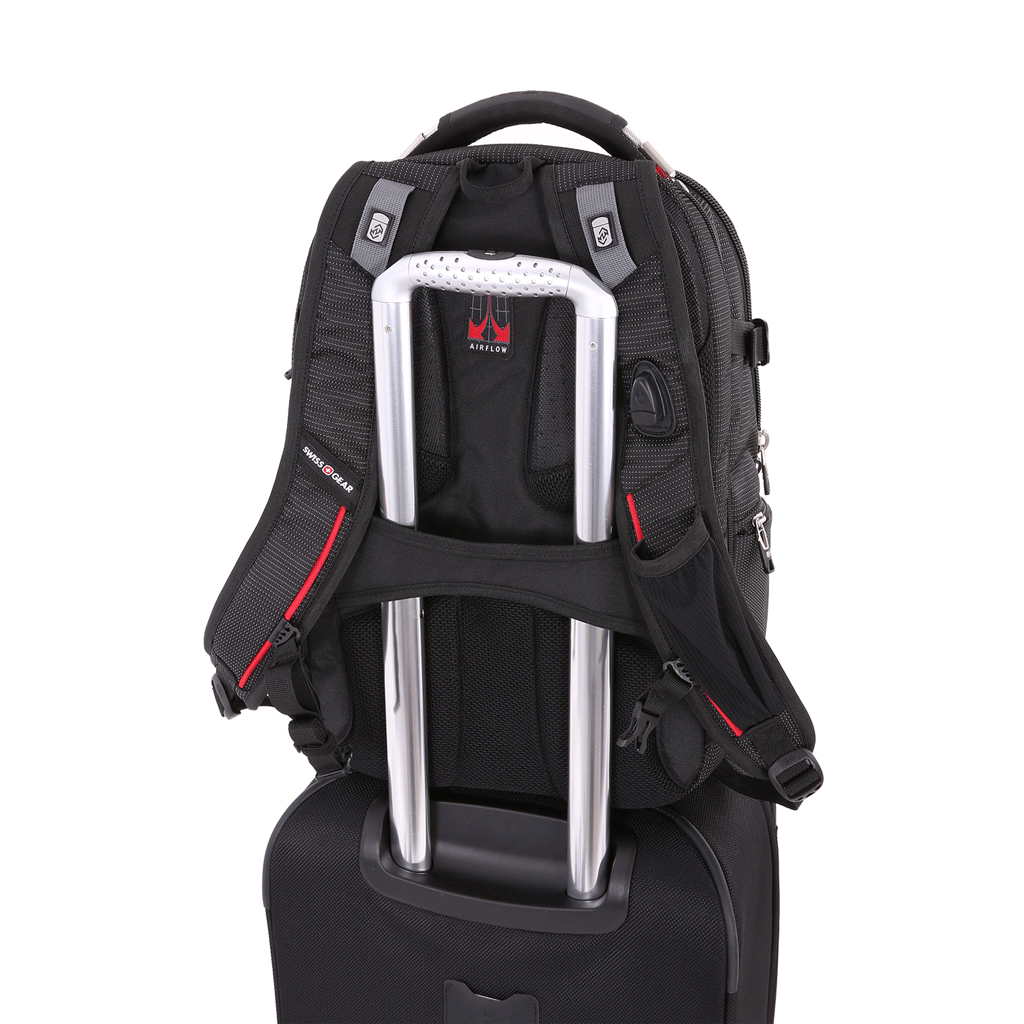 Swissgear Black/Red Heather USB Scansmart Laptop Backpack