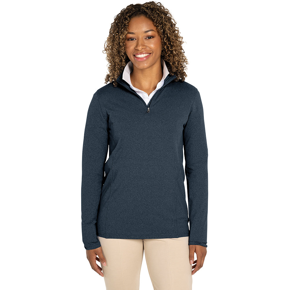 Charles River Women's Heather Navy Heathered Eco-Logic Stretch Quarter Zip