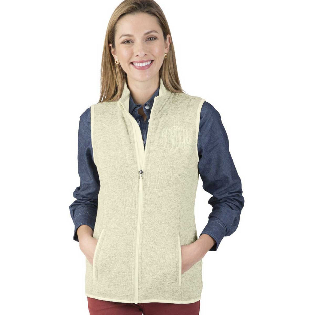 Charles River Women's Ivory Heather Pacific Heathered Fleece Vest