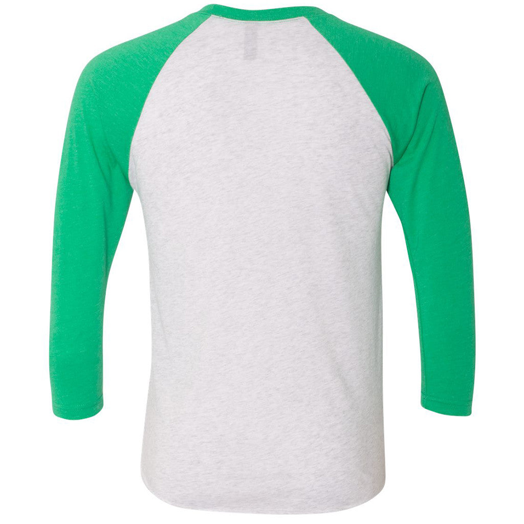 Next Level Unisex Envy/Heather White Triblend 3/4-Sleeve Raglan Tee