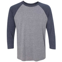Next Level Unisex Vintage Navy/Premium Heather Triblend 3/4-Sleeve Raglan Tee